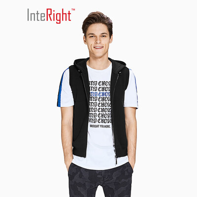 

INTERIGHT wool blend mens casual hooded vest black L