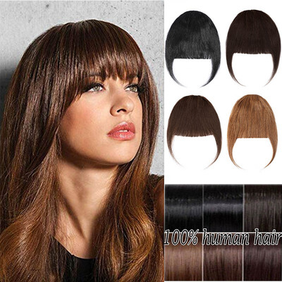 

Clips in Hair Bangs Fringe Hair Extensions Clip On Bang Air Bangs Topper 3D Straight Hairpieces False Short Flat Two Side