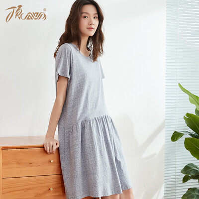 

Top melon melon pajamas womens cotton solid color Korean fashion round neck casual nightdress home service ZY02339JD dark blue 170