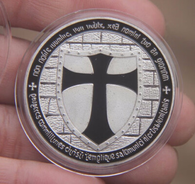 

Black Silver plated Cross Templar Coins medal