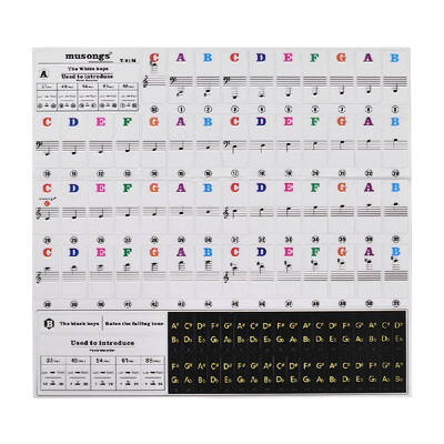 

Piano Stickers for 3749546188 Key Keyboards Music Note Stickers Transparent&Removable Full Set Piano Keyboard Stickers Mul