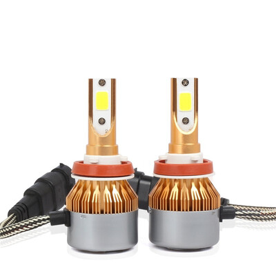 

H9 C6G 2PCS Led Cob LED Chip Car Headlamp 36W 6500k White Light 8000LM Car Bulb Fog Light Gold