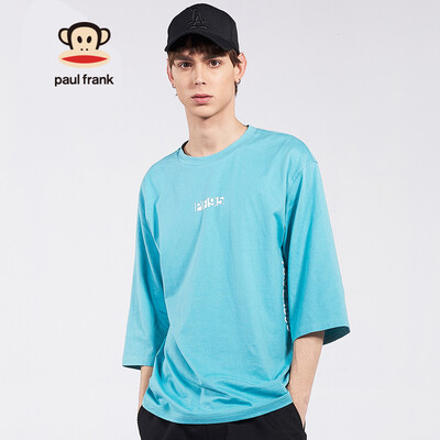 

PaulFrankbig mouth monkey seven-point sleeve T-shirt male spring Korean soft round neck shirt mens casual shirt PFCTE191103M light blue S