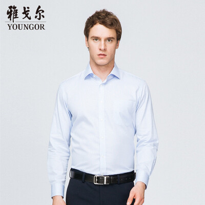 

Youngor shirt mens 2019 spring youth mens casual dress shirt YLTP11613HBA blue 38