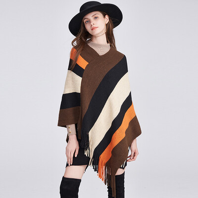 

Her pool womens 2018 autumn&winter new sweater womens head Korean version of the fashion loose color tassel hem shawl sweater coat T83X1640A24JM coffee color code
