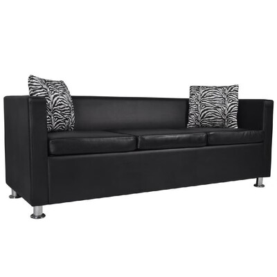 

Artificial Leather 3-Seater Sofa Black