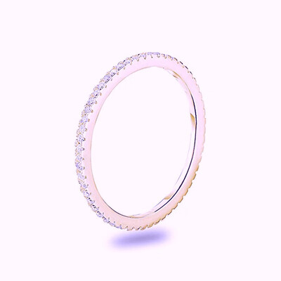 

14K Gold Plated Sterling Silver Cubic Zirconia Stackable Eternity Band Wedding Ring