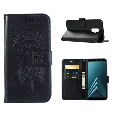 

MOONCASE Samsung Galaxy J8 Windbell Owl Embossed Leather Case - Black