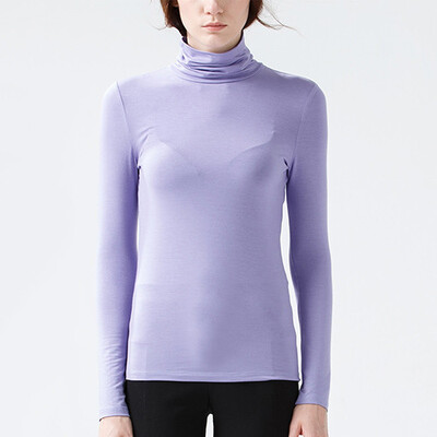

CANVAUS Autumn Women Modal Slim Turtleneck Long Sleeve T-Shirt Simple Large Size Undershirt Tops F325A