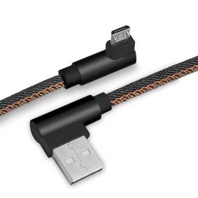 

Mzxtby QC30 fast charging Micro USB 1m2M Charging Double Elbow Cable 24A Sync Data Denim Woven V8 for Huawei xiaomi Samsung