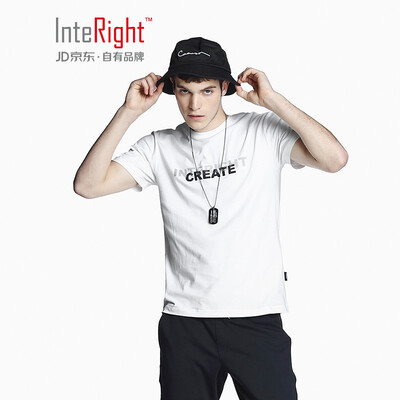 

INTERIGHT mens T-shirt round neck cotton letter printing casual short-sleeved hemp purple  code