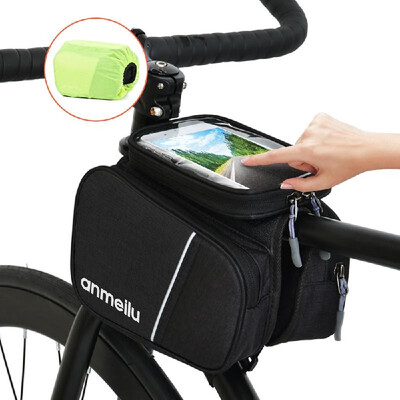 

Lixada Bike Top Tube Bag Cycling Front Frame Bag Bike Phone Pouch Bicycle Frame Bag Touch-screen 6IN Phone Pouch with Waterproof R
