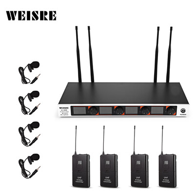 

WEISRE U - 400 Wireless Microphone System 4 Channel with 4 Collar Mic