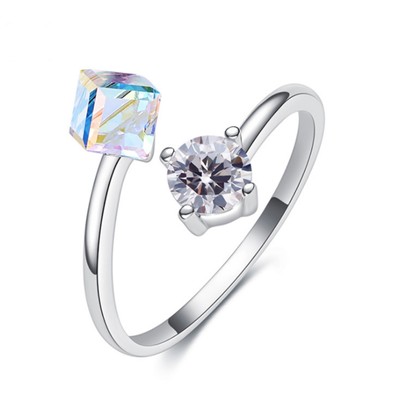 

925 Sterling Silver Square Sugar Block Ring for Wide Band Women Girls Swarovski Crystals Jewelry Sizer Adjuster for Loose Rings