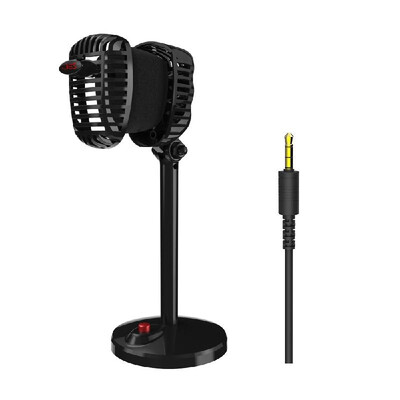 

JIES Retro Condenser Microphone Wired Mic 35mm Port Game Singing Mic for PC Computer