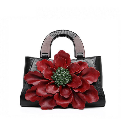

SUWERER 2019 New women genuine leather bag Fashion top Cowhide Handmade three dimensional flowers handbags designer women bags