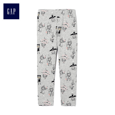 

GAP flagship store female&young printed stretch knit leggings 354985 milk white color printing 18-24M