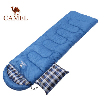 

Camel sleeping bag outdoor travel autumn&winter thick camping cold single can be stitched sleeping bag portable compartment dirty A8W03004 blue right 18KG