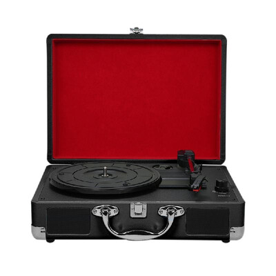 

Turntable With Speakers Vintage Phonograph Record Player Stereo Sound Black US-type
