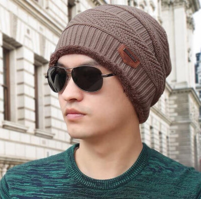 

Men winter hat fashion knitted hats Fall Hat Thick&warm&Bonnet Skullies Beanie Soft Knitted Beanies Cotton