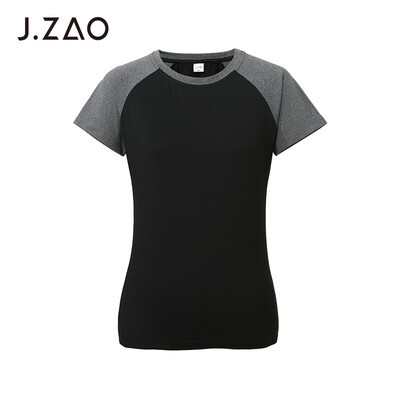 

JZAO Womens Sports Colorblock Short Sleeve T-Shirt Pink M