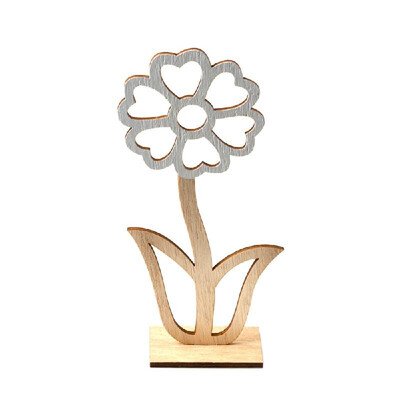 

1pcs Natural Wood Hollow Small Flower Easter Ornaments Gift Table Solid Tulip for Festival Wedding Home Decoration