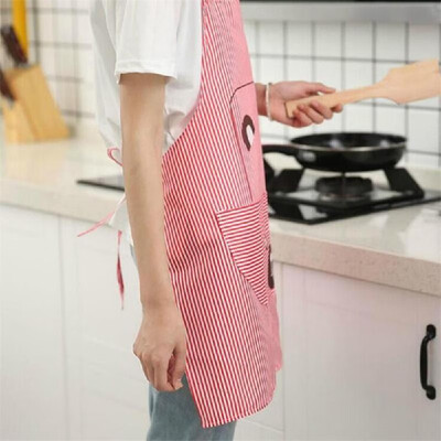 

Unisex Apron with Pockets Cartoon Cute Bear Stripe Printed Kitchen Cooking Baking Apron