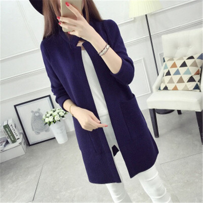 

Sweater women 2018 autumn&winter long knitted cardigan Korean hot style stand-up collar womens coat