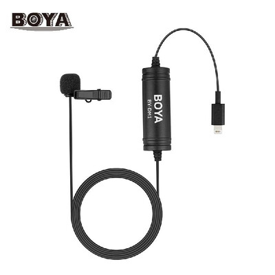 

BOYA BY-DM1 Lapel Lavalier Microphone Omnidirectional Condenser Clip-on Mic 6m for Length Lightning Connector for iOS iPhone X 8 7