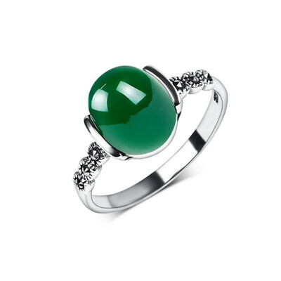 

Tianyin garnet ring 925 silver green jade pendant agate silver ring