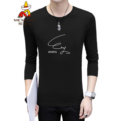 

Scarecrow MEXICAN long-sleeved T-shirt male Korean version of the self-cultivation 2019 new fashion type round neck print wild comfortable trend t-shirt bottoming shirt mens shirt black M