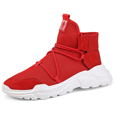 

Mens Shoes Fashion Casual Shoes Light Breathable Sports Shoes Lace Up Sneakers Shoes Red Grey Black Size 39-44