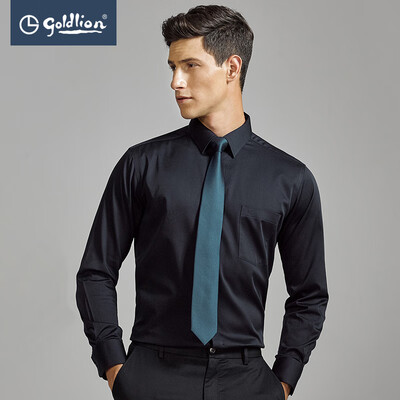 

Goldlion Goldlion 2019 spring&summer new mens soft&comfortable solid color simple&generous business gentleman long-sleeved shirt Tibetan blue S