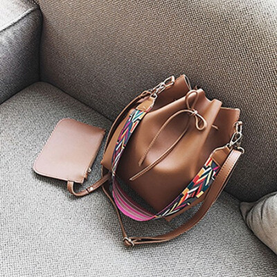 

Fashion Colorful Strap Bucket Bag 2019 New Women High Quality Pu Leather Shoulder Bag Brand Desinger Ladies Crossbody Bags