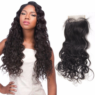 

Nami Hair 4x4 Lace Closure Brazilian Remy Hair Natural Wave Free Part Water Wave 100 Human Hair Closure With Baby Hair