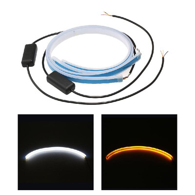 

2Pcs 24" Headlight LED Strip Daytime Running Light DRL Car Flexible White Amber LED Strip Turn Signal Light