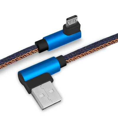 

Mzxtby QC30 fast charging Micro USB 1m2M Charging Double Elbow Cable 24A Sync Data Denim Woven V8 for Huawei xiaomi Samsung
