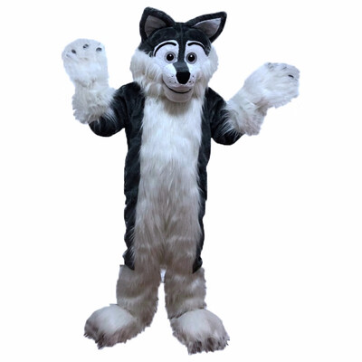 

LangtengDeep Gray Long Hairy Wolf Mascot Costume Cartoon Cosplay Party Halloween Christmas Festival Performance