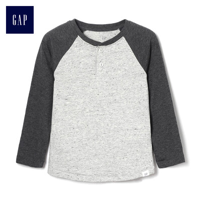 

GAP flagship store male&female soft raglan sleeves Henry collar basic T-shirt 363971 gray 3YRS