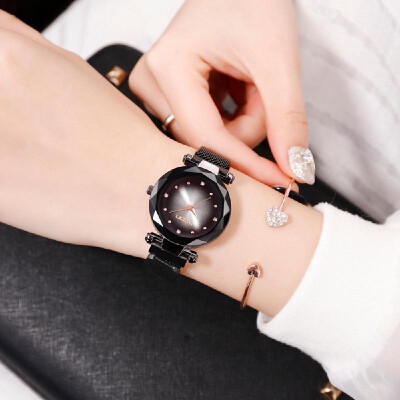 

Women Fashion Casual Starry Night Watch Lady Simple Alloy Mesh Band Quartz Wrist Watch