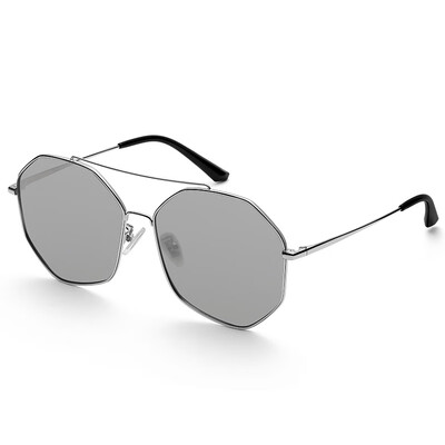 

LOHO Polarized Sunglasses Mens Big Frame Driving Mirror Joker Round Frame Womens Fashion Sunglasses Driver Mirror LHK613 Silver