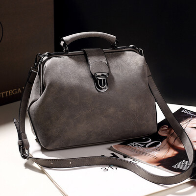 

LKX New Fashion Trend PU Women Diagonal Doctor Handbag Cross Body Big Top-handle Handbags Single Shoulder Female Hobo Bag