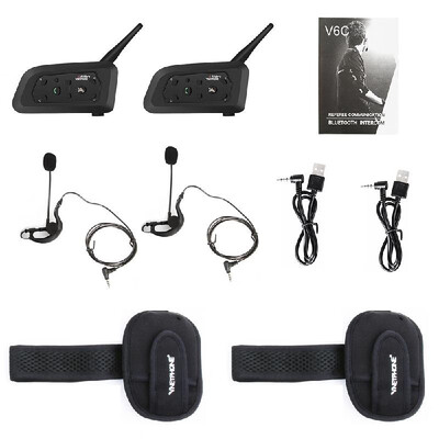 

Professional Football Referee Intercom Motorcycle Motorbike Snowmobile Full Duplex 1200M V6C Wireless BT Intercom Interphone 2PCS