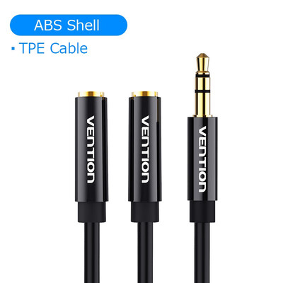 

Vention 35mm Audio Splitter Headphone Splitter Cable 35mm Male to 2 Female Jack Adapter Aux Cable for iPhone MP3 Player