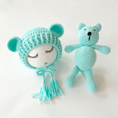 

Newborn Baby Bear Hat Set Girls Boys Photography Crochet Knit Costume