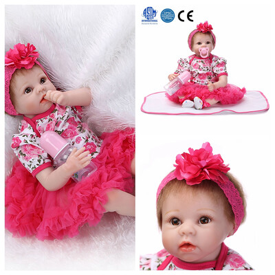 

Ktaxon 22" 55cm Reborn Baby Doll Soft Simulation Silicone Boy Girl Toy for Ages 3 Red Flower