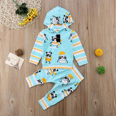 

2018 New Infant Kids Baby Girl Boy Hoody TopsLong Pants Clothes Outfit Set 2Pcs