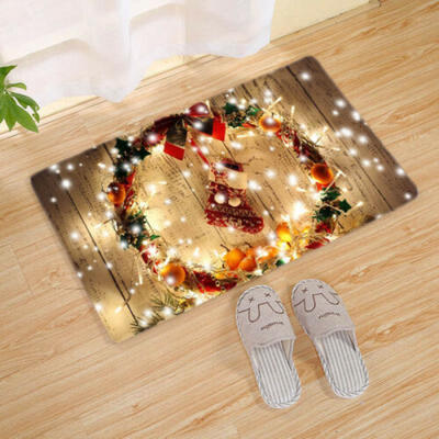 

UK Christmas Bell Snowflake Anti-slip Doormat Rug Floor Mat Bathroom Decor Newly