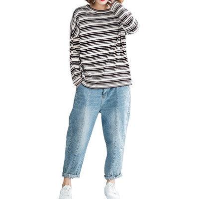 

Autumn new Joker striped blouse female