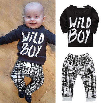 

Newborn Infant Baby Boys Clothes Wild Boy T-shirt TopPant Legging Outfits Set